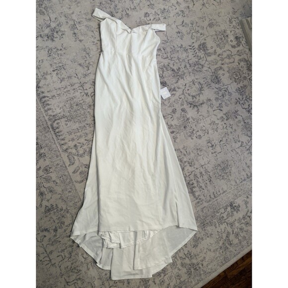 Lulus Arienne White Off-the-Shoulder Mermaid Maxi Dress Medium Bridal Wedding - Picture 2 of 8